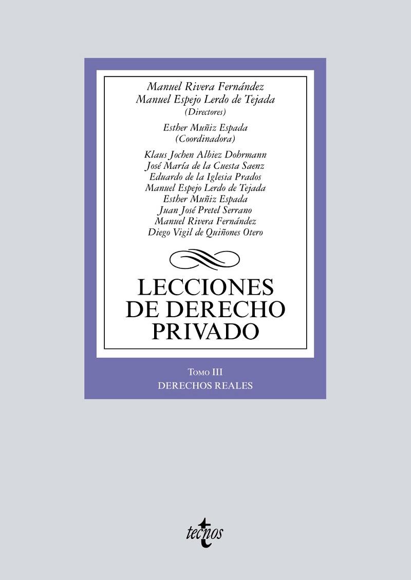 LECCIONES DE DERECHO PRIVADO | 9788430978717 | RIVERA FERNÁNDEZ, MANUEL / ESPEJO LERDO DE TEJADA, MANUEL / MUÑIZ ESPADA, ESTHER
